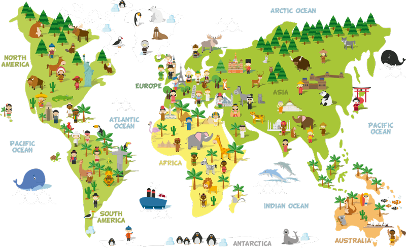 Vinylový koberec s mapou sveta anglických krajín - Tenstickers