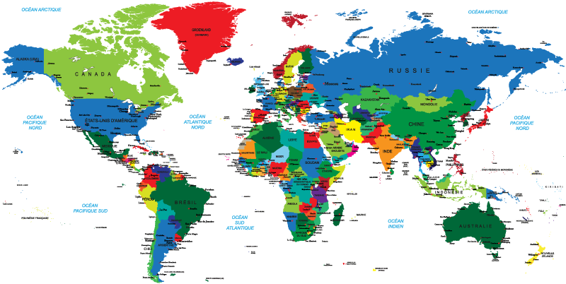 Vinylový koberec s mapou sveta v farbách sveta - Tenstickers