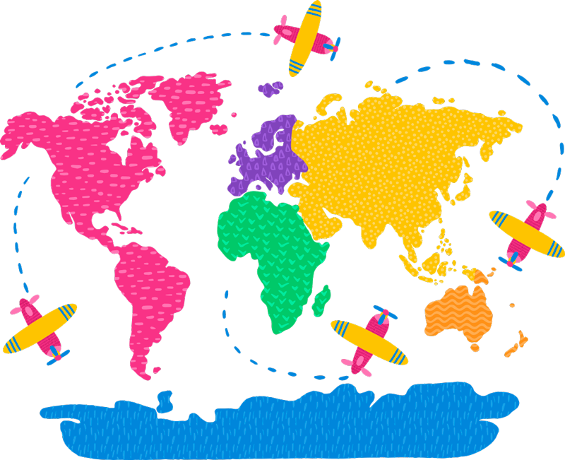 Vinylový koberec s mapou sveta na cesty - Tenstickers