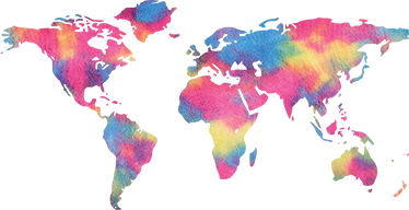 Vinylový koberec s mapou sveta v batikovanom dizajne - Tenstickers