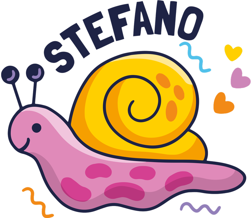 Detský vinylový koberec farebná slimáčica s menom - Tenstickers