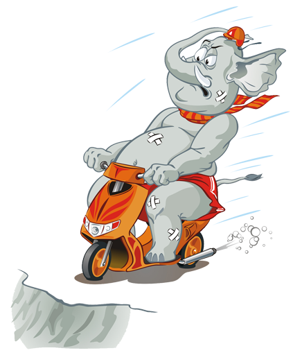 Detský vinylový koberec sloník na motocykli - Tenstickers