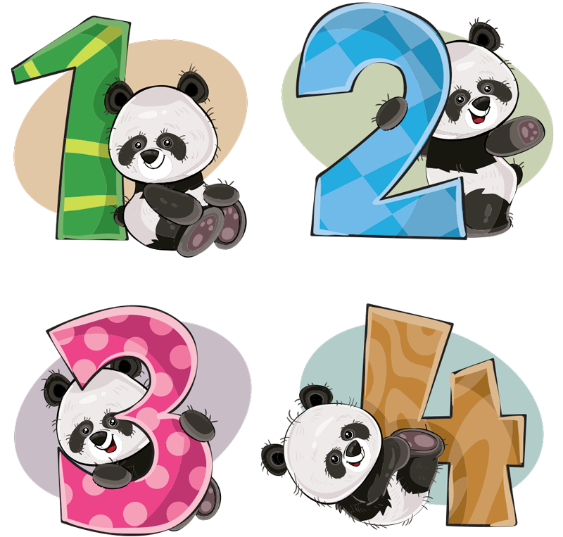 Detský vinylový koberec 4 pandy - Tenstickers