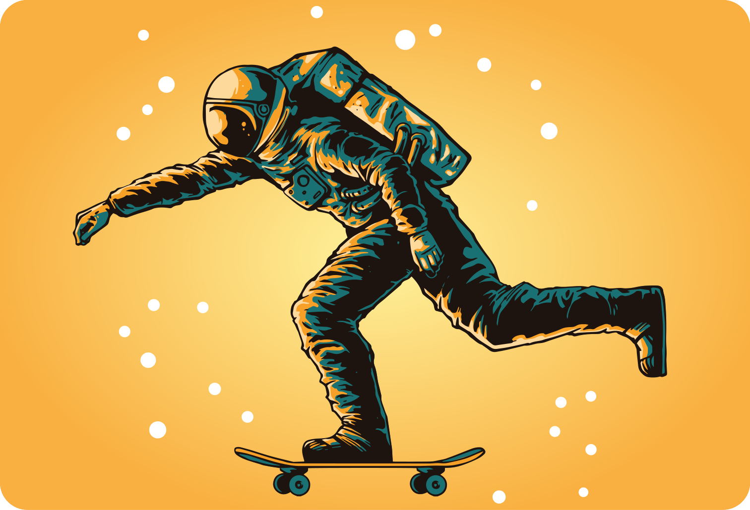 Detský vinylový koberec astronaut na skateboarde - Tenstickers