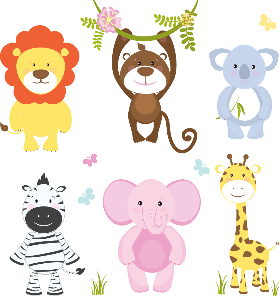 Detský vinylový koberec farebné zvieratká - Tenstickers
