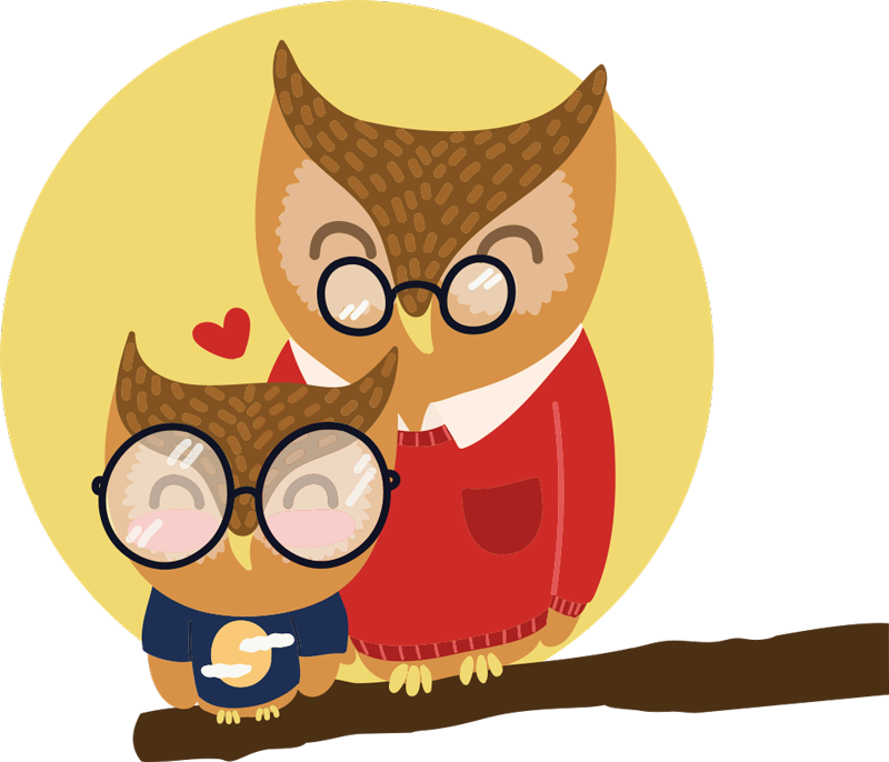 Detský vinylový koberec otec a syn sova - Tenstickers
