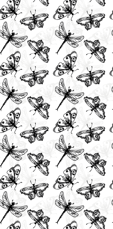 Vinylový koberec do kúpeľne s motívom čierno-bielej vážky - Tenstickers