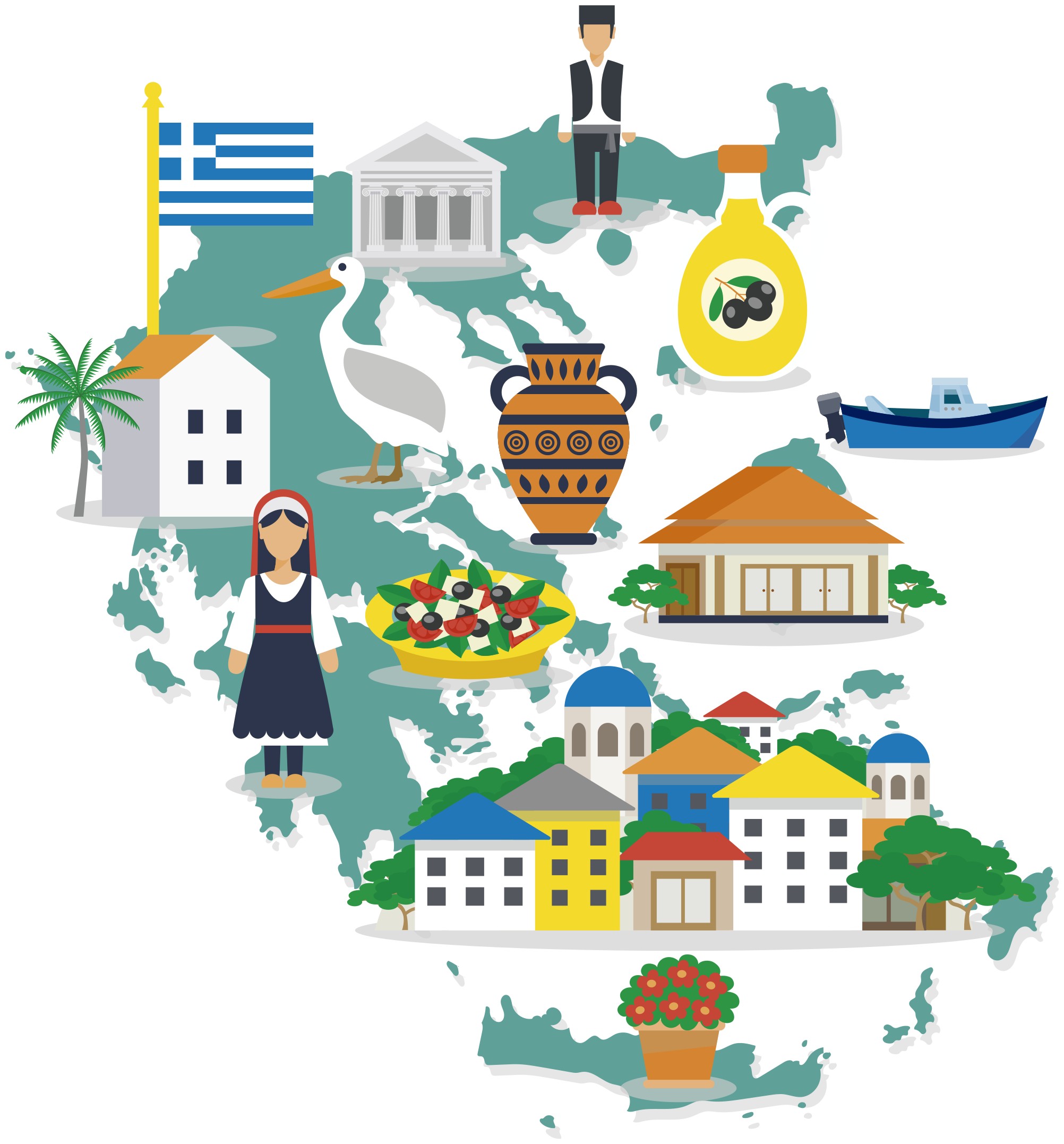 Vinylový koberec s mapou sveta grécka a ostrovov - Tenstickers