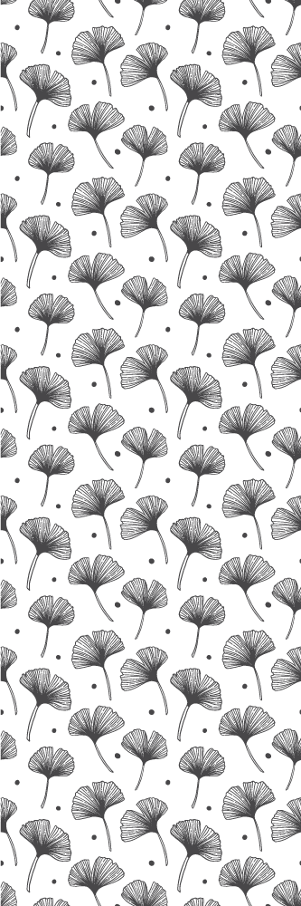Vinylový koberec do kuchyne s bielym vzorom ginkga - Tenstickers
