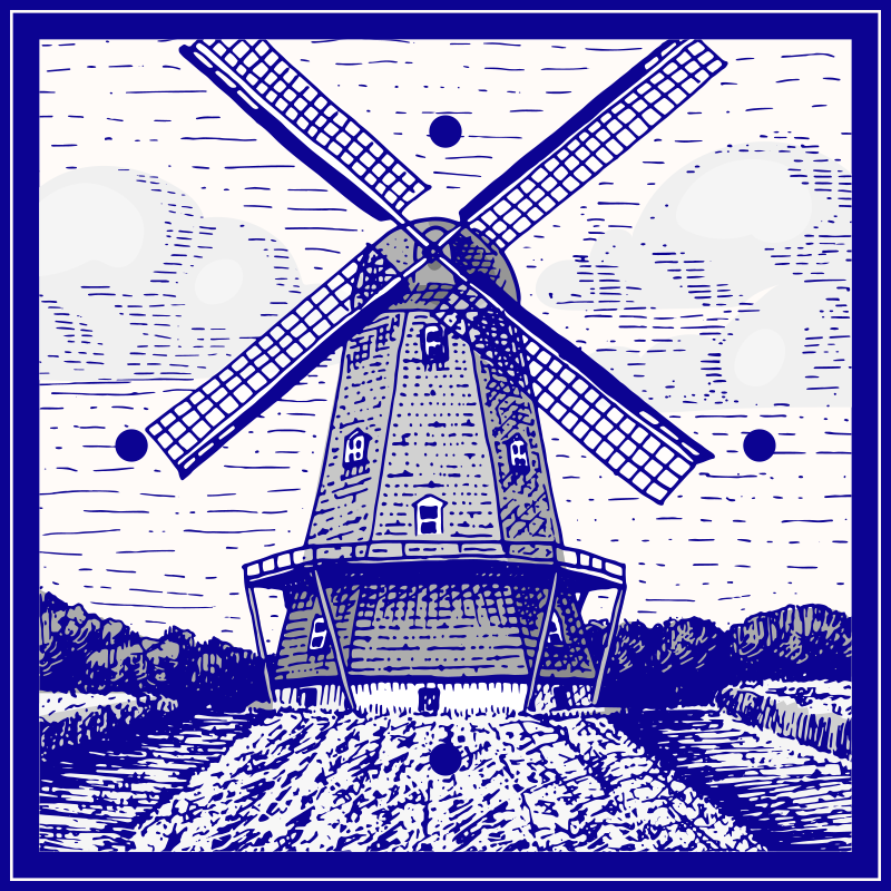 Vinylový koberec do kuchyne delft modrý - Tenstickers