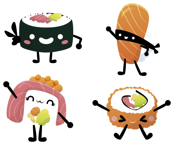 Vinylový koberec do kuchyne roztomilé sushi - Tenstickers