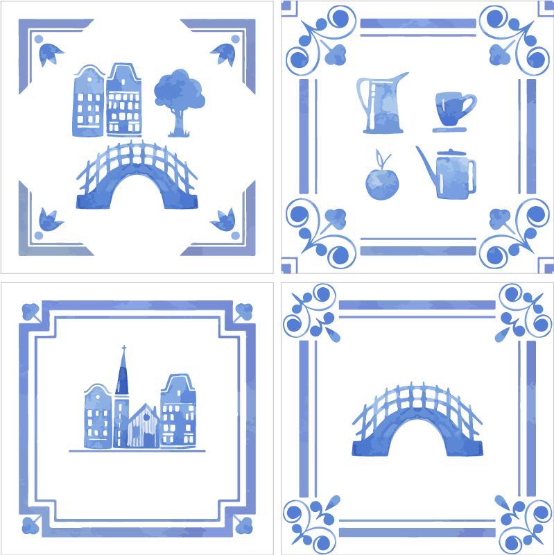 Vinylový koberec do kuchyne s holandskými domčekmi - Tenstickers