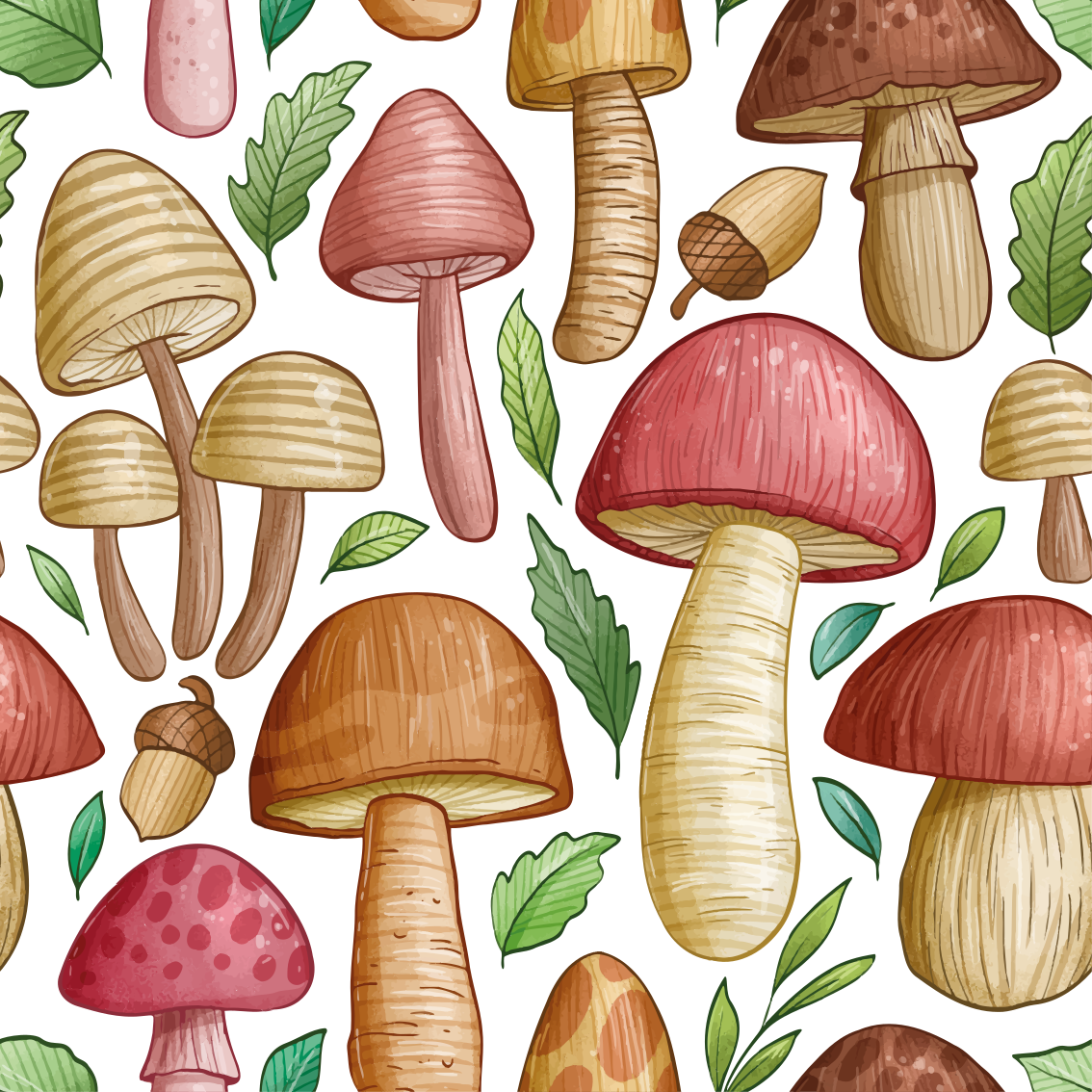 Vinylový koberec do kuchyne s rôznymi hubami - Tenstickers