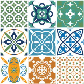 Vinylový koberec do kuchyne s mixom porcelánových dlažieb - Tenstickers