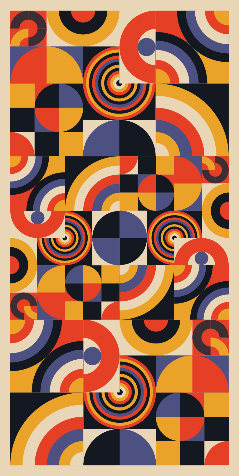 Vinylový koberec do kuchyne farebné bauhaus kruhy - Tenstickers