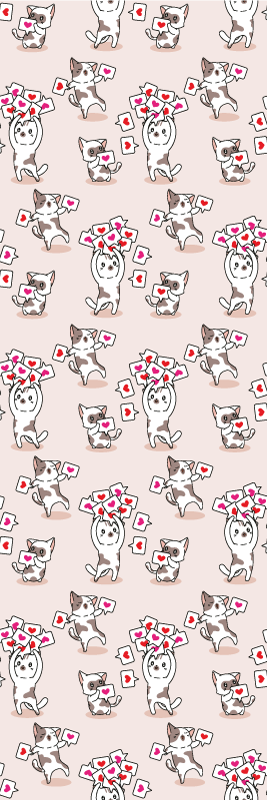 Vinylový koberec do spálne s motívom mačiek a srdiečok - Tenstickers