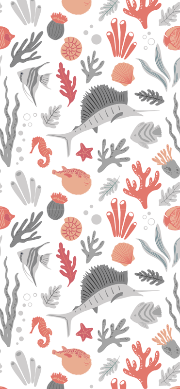 Vinylový koberec do spálne s ilustráciou morského života - Tenstickers