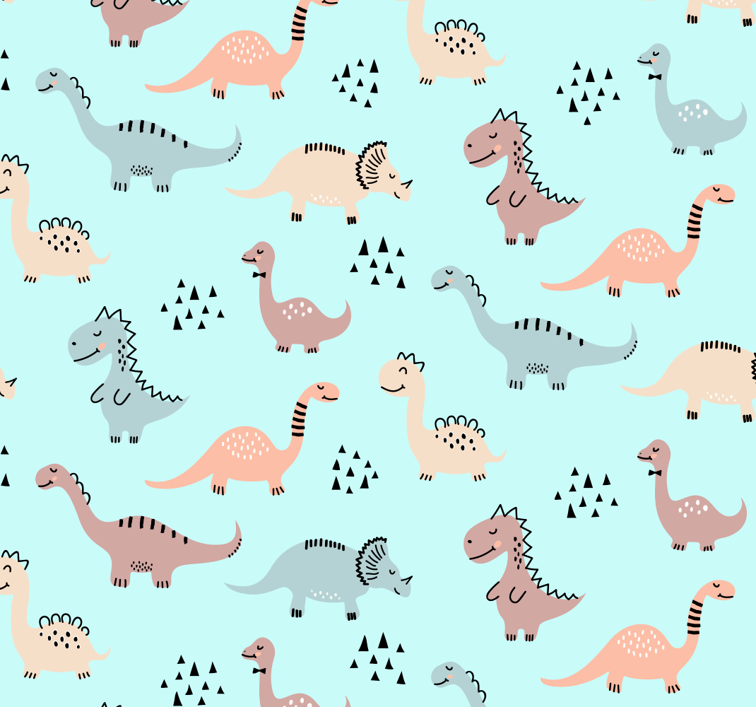 Vinylový koberec do spálne s modrým pozadím a dinosaurusmi - Tenstickers