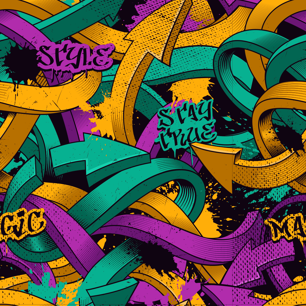 Vinylový koberec do spálne s realistickým graffiti motívom - Tenstickers