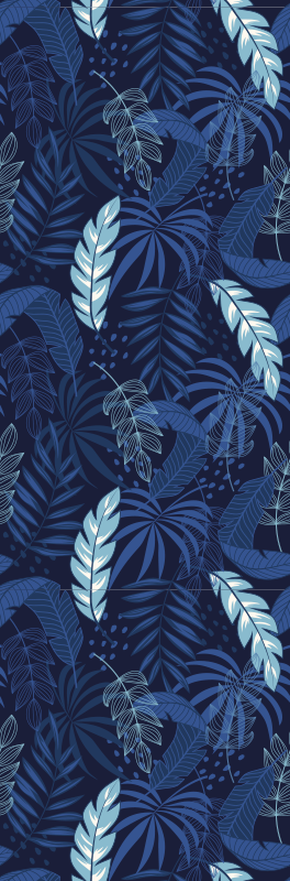 Vinylový koberec do spálne modrá maranta a panter - Tenstickers