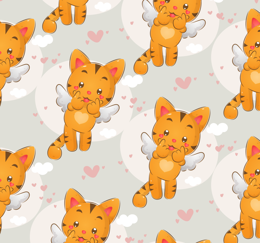 Vinylový koberec do spálne s roztomilými mačiatkami - Tenstickers