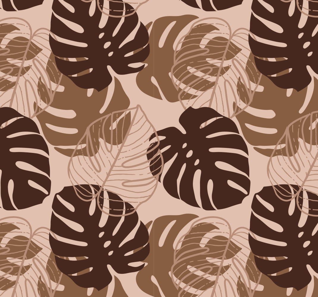 Prírodný vinylový koberec hnedý tón monstera deliciosa - Tenstickers