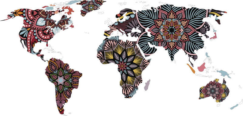 Vinylový koberec s mapou sveta mandala mapamundi - Tenstickers