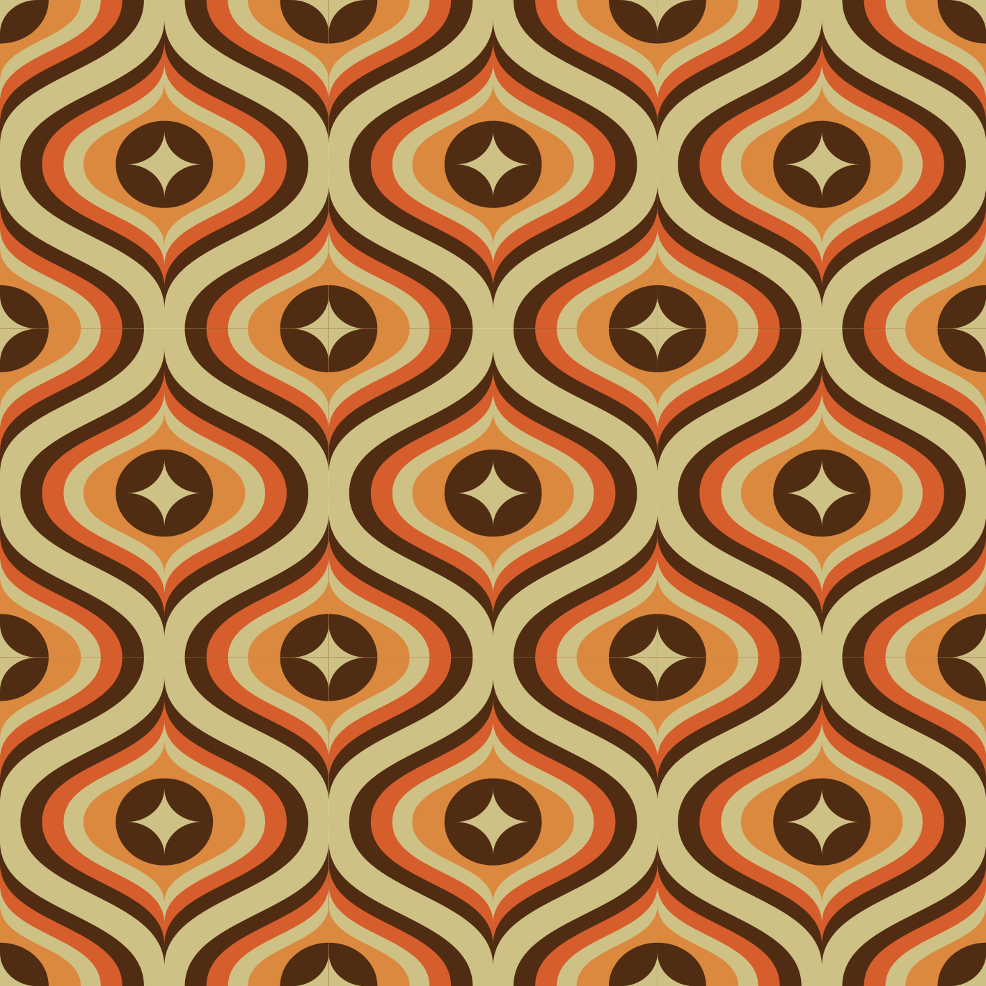 Vinylový koberec vintage retro oranžový a hnedý - Tenstickers