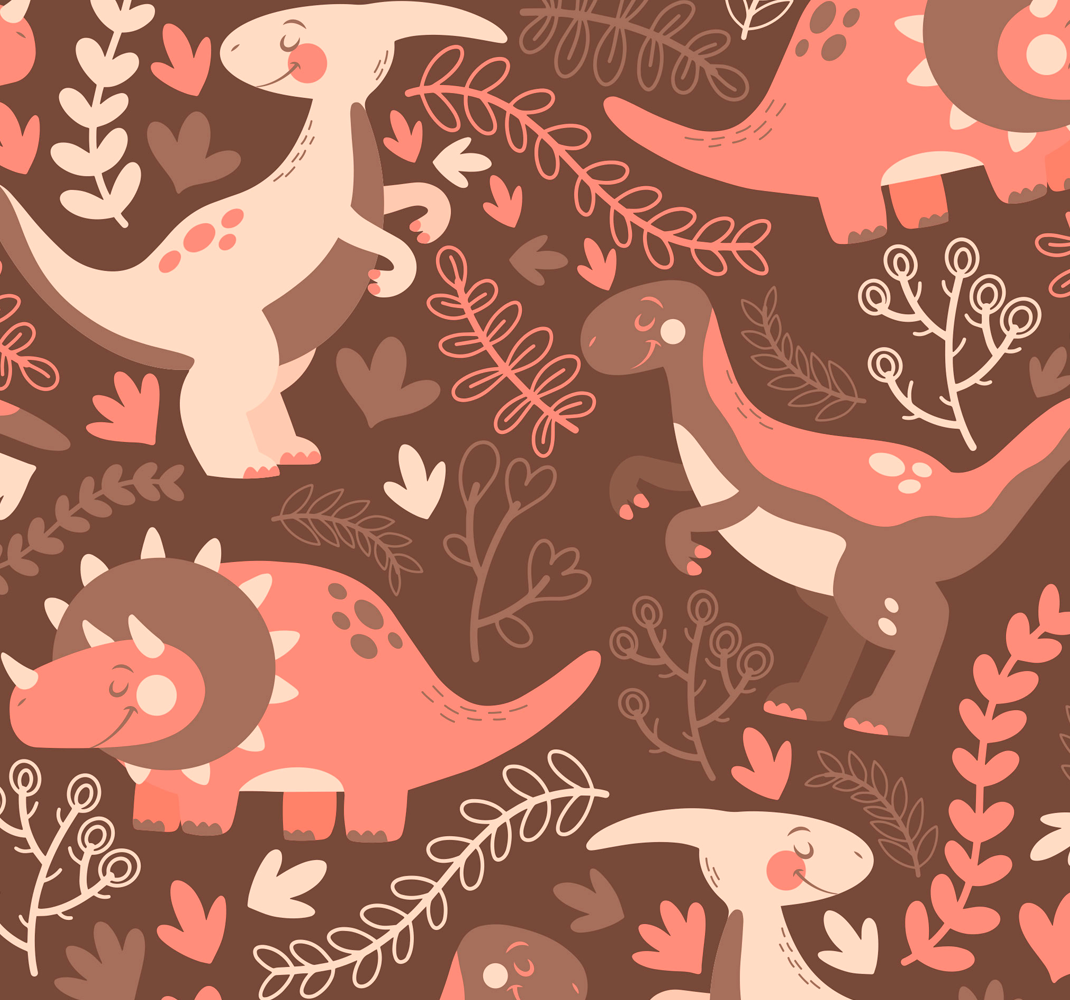 Vinylové koberce zvieratá dinosaurus a listy - Tenstickers