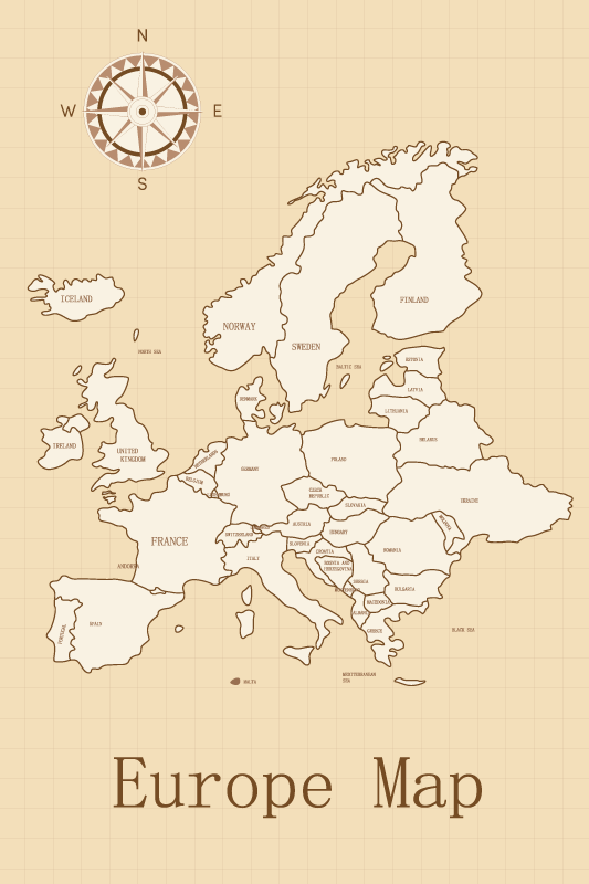 Vinylový koberec s mapou sveta vintage európa - Tenstickers