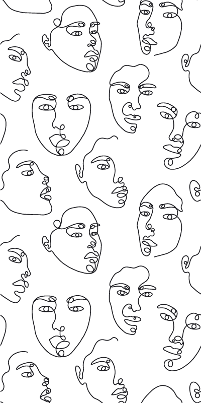 Moderný vinylový koberec s vzorom líniových tvárí - Tenstickers