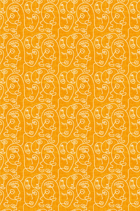 Vzorovaný vinylový koberec abstraktné oranžové ženy - Tenstickers