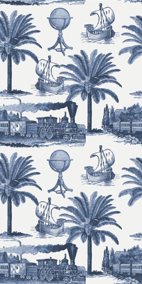 Vinylový koberec vintage francúzsky modrý vzor - Tenstickers