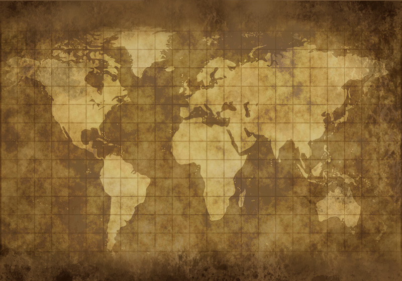 Vinylový kvoberec s mapou sveta vintage detský mural - Tenstickers