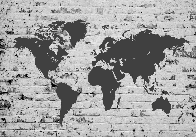 Vinylový koberec s mapou sveta bielych tehál - Tenstickers