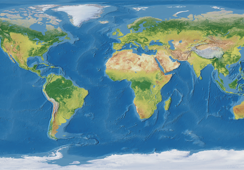 Vinylový koberec s mapou sveta geograficky realistickou - Tenstickers