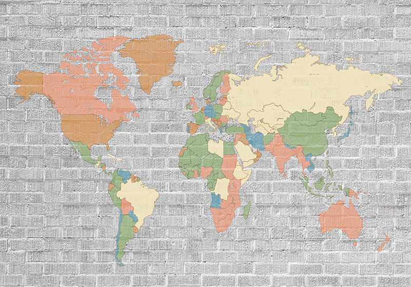Vinylový koberec s mapou sveta v kamennom vzore - Tenstickers