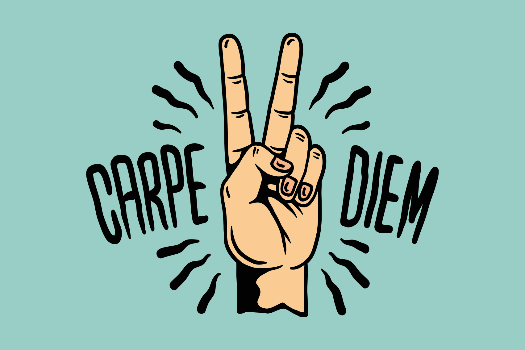 Vinylový koberec citáty carpe diem pokojná ruka ilustrácia - Tenstickers