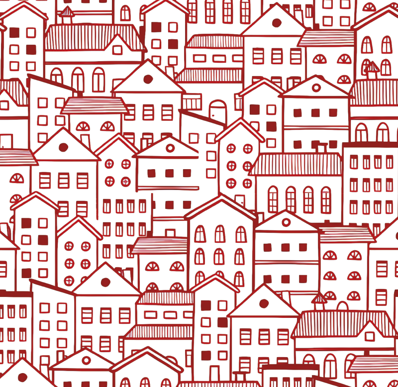 Vzorovaný vinylový koberec s efektom komiksového mesta - Tenstickers