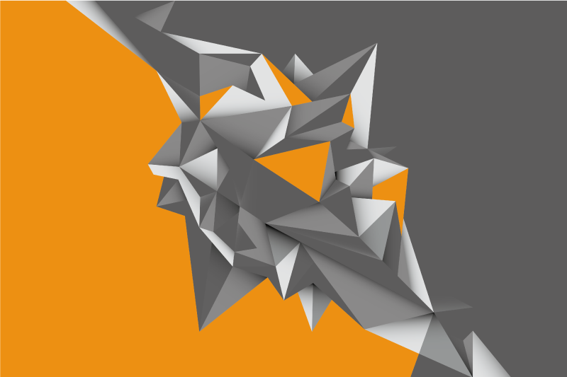Vinylový koberec s geometrickými tvarmi v sivej a oranžovej - Tenstickers