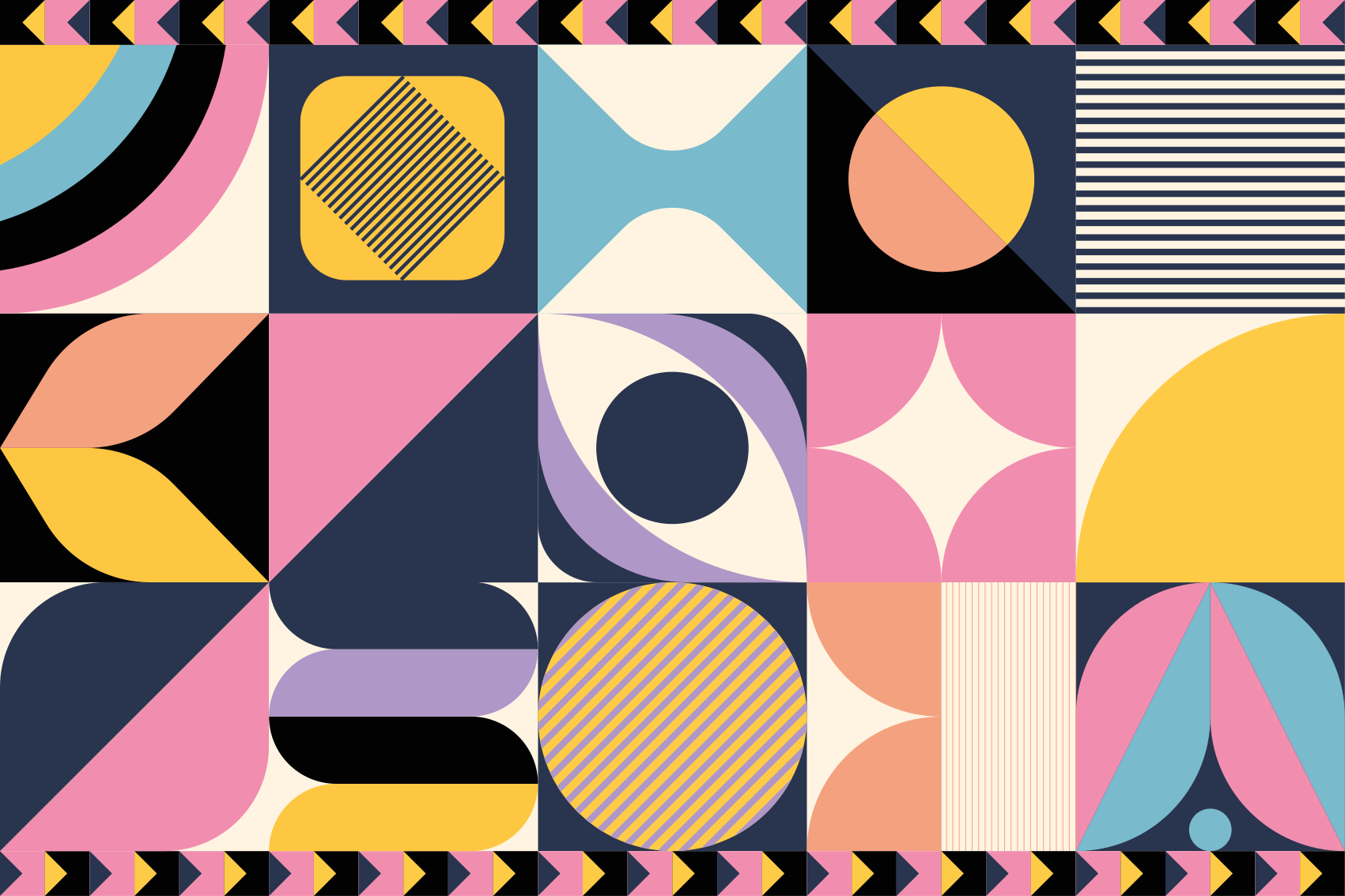 Vinylový koberec s geometrickými tvarmi viacerých figúr - Tenstickers