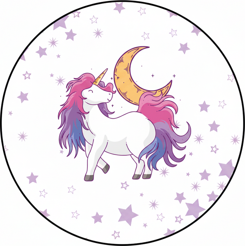 Detský vinylový koberec jednorožec a mesiac - Tenstickers