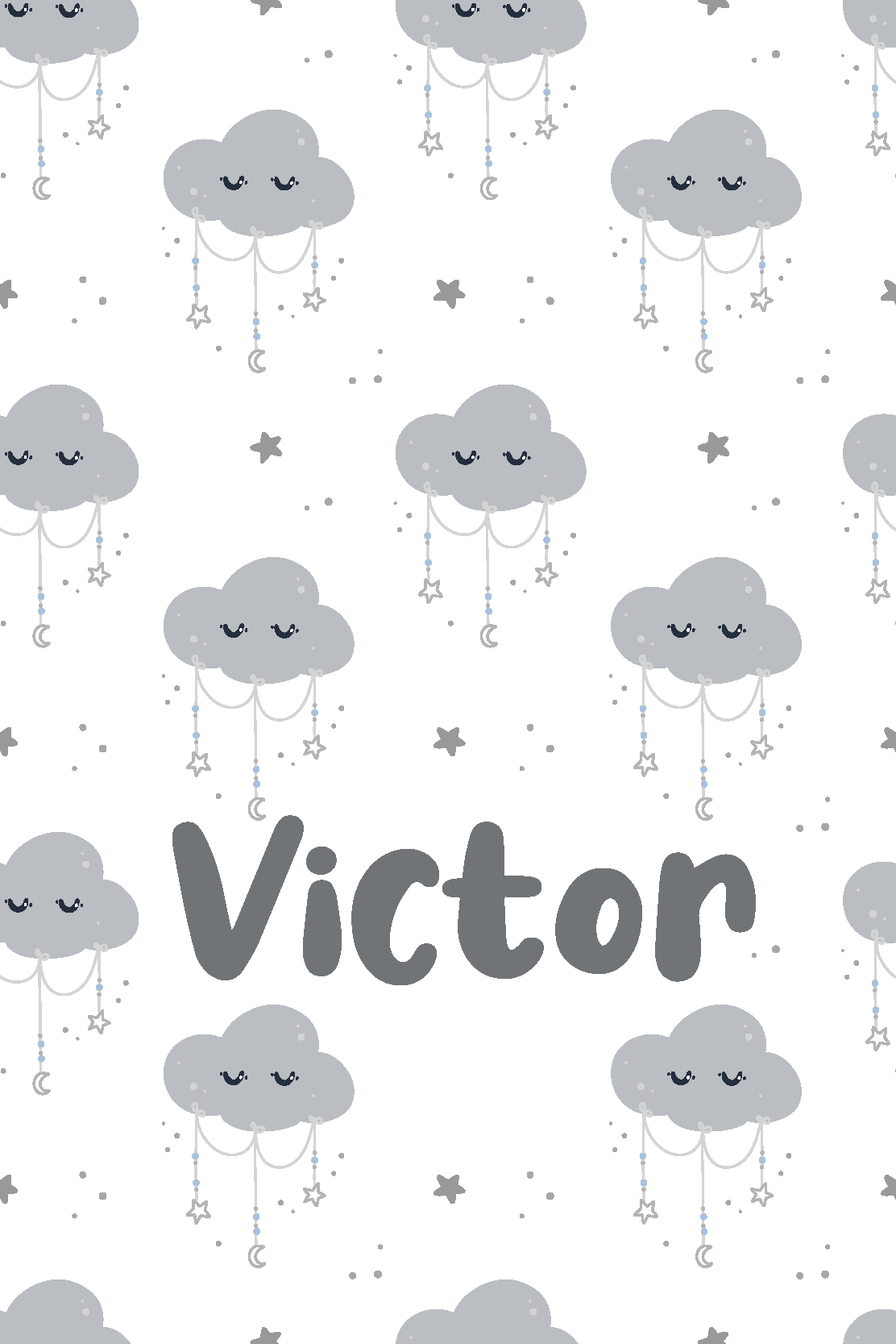 Detský vinylový koberec s personalizovaným šedým vzorom - Tenstickers