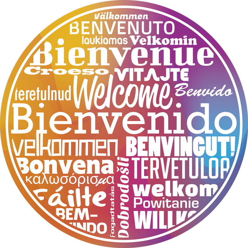 Vinylový koberec do predsiene vítajúci jazykové texty - Tenstickers