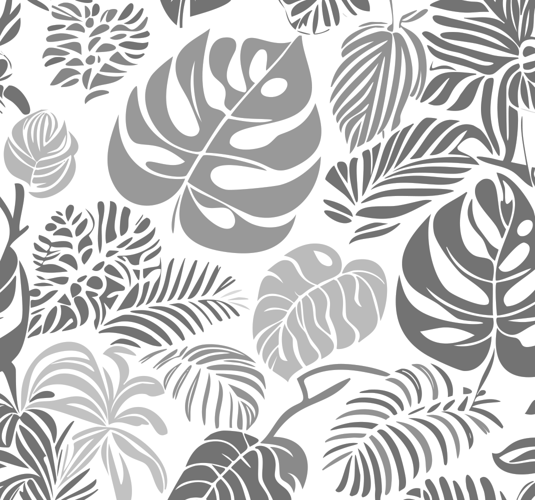 Sivý vinylový koberec s listami monstera - Tenstickers