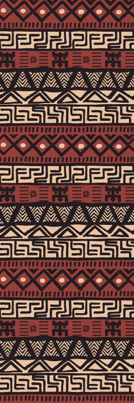 Vinylový koberec do chodby s tmavočerveným vzorom tribal - Tenstickers