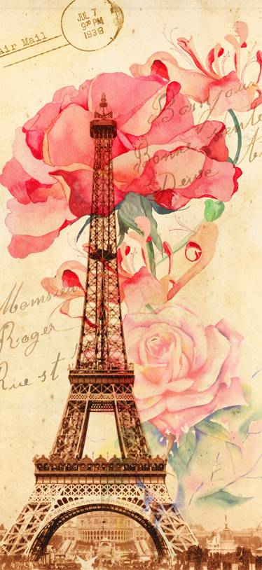 Béžový vinylový koberec retro štýlu z paríža - Tenstickers