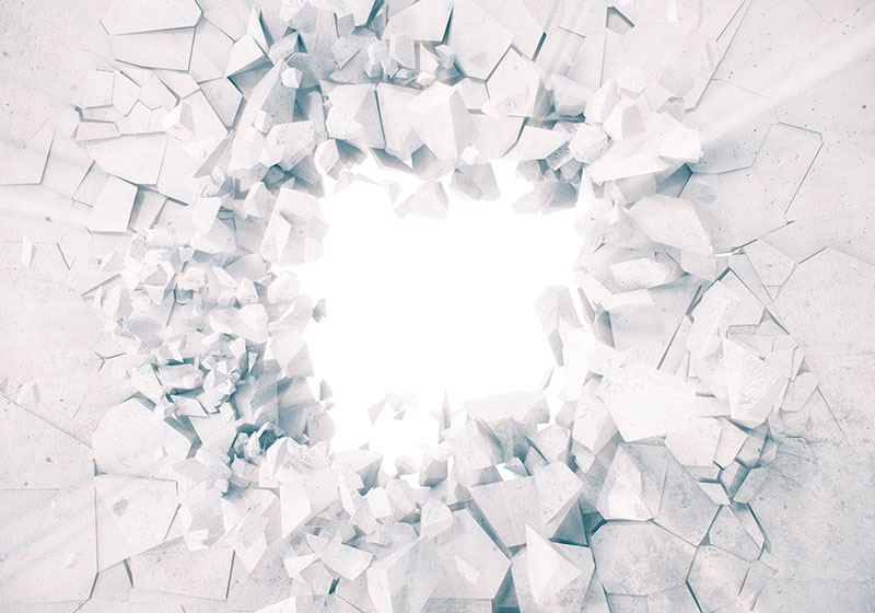 Biely vinylový koberec s explodujúcimi geometrickými tvarmi - Tenstickers