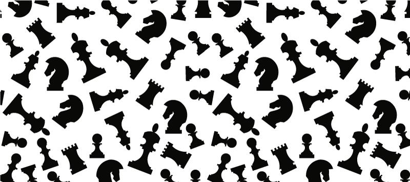 Biely vinylový koberec s čiernymi šachovými figúrkami - Tenstickers