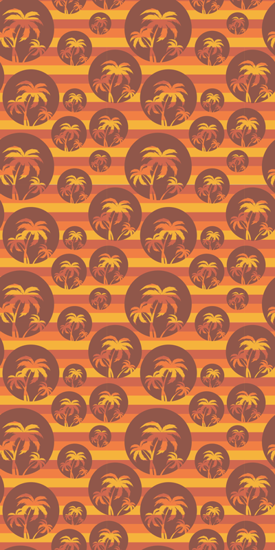 Hnedý vinylový koberec retro západ slnka a palmy - Tenstickers